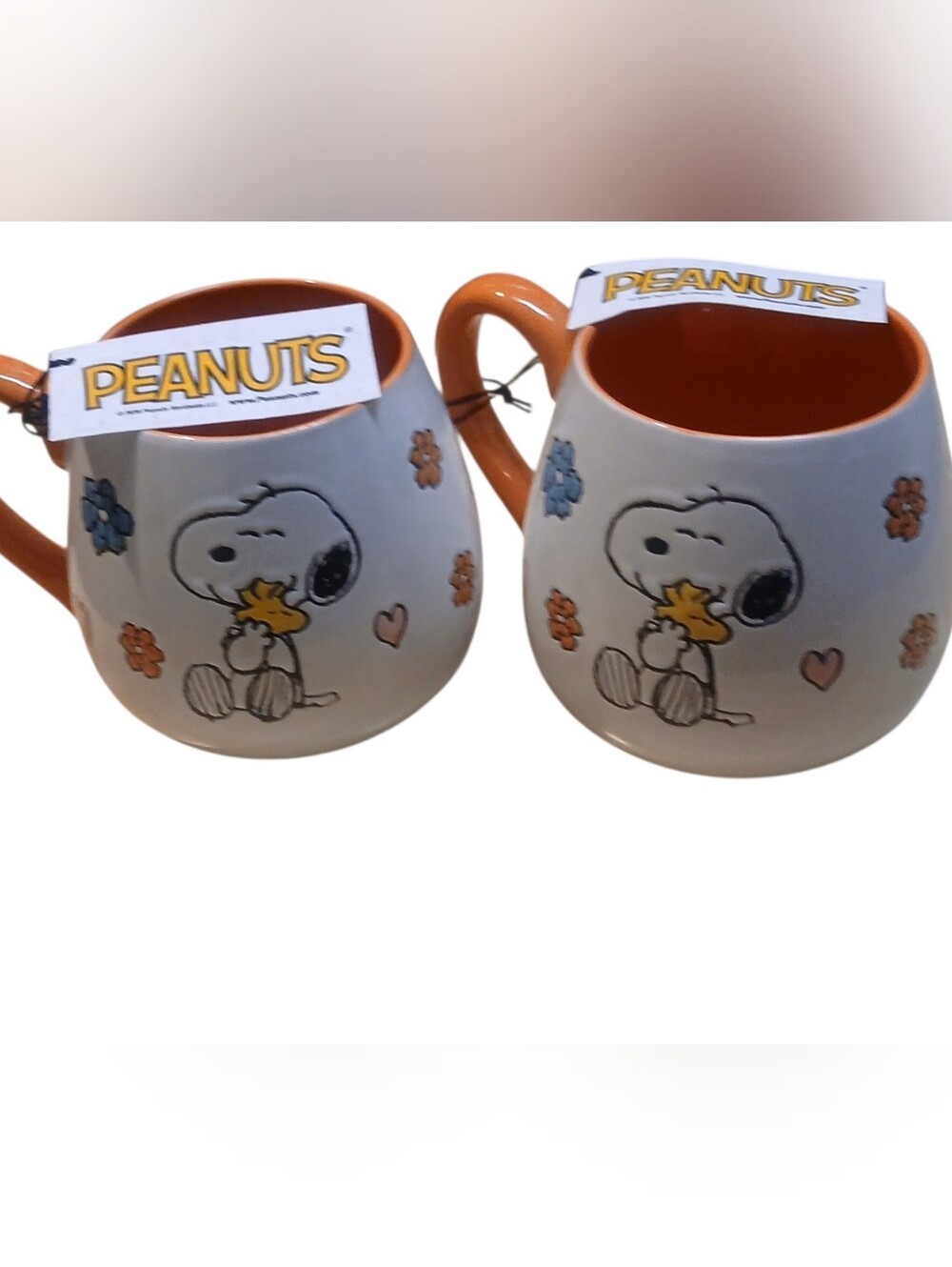 Peanuts Snoopy Ceramic Mug Set in Cream and Orange